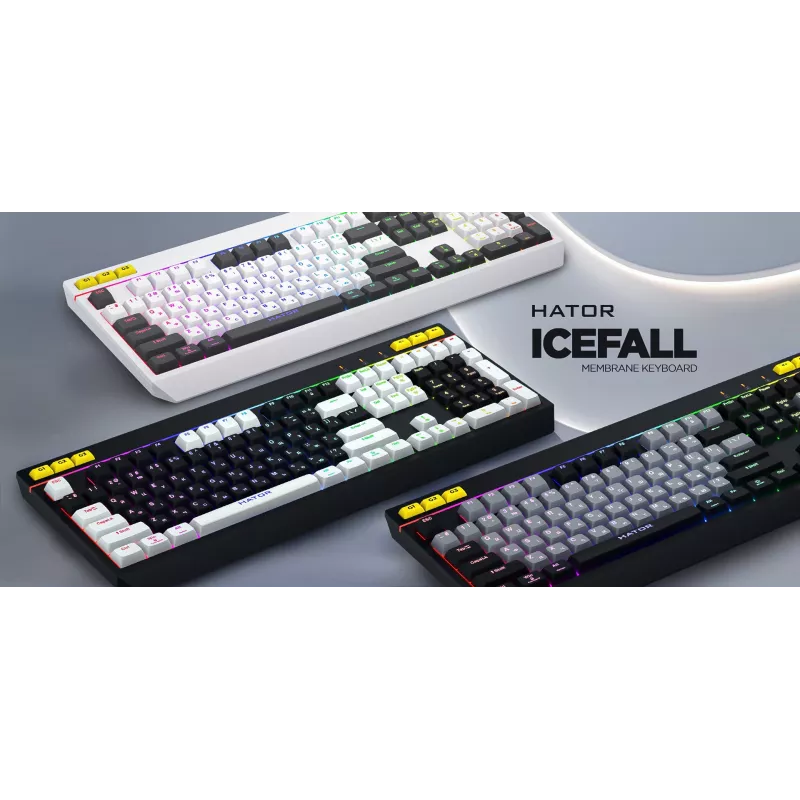 Teclado gaming HATOR Icefall USB QWERTY US English preto RGB LED