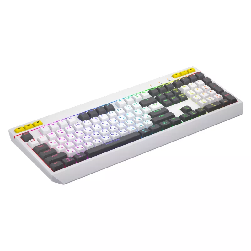 Teclado gaming HATOR Icefall USB QWERTY US English branco tamanho completo RGB LED