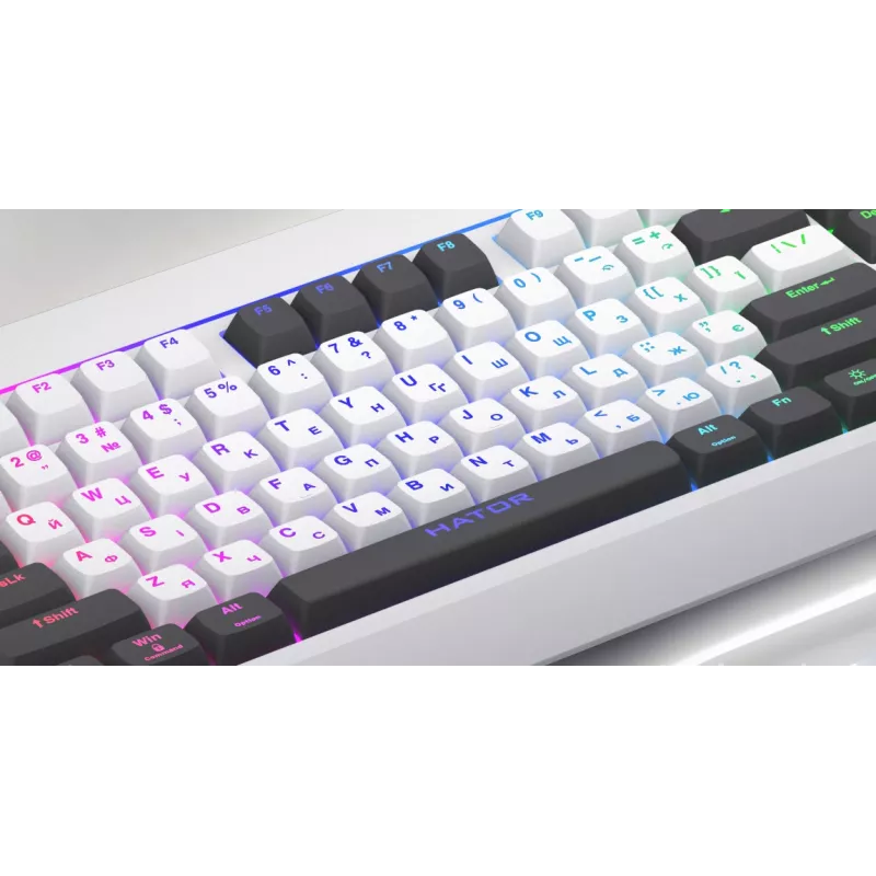 Teclado gaming HATOR Icefall USB QWERTY US English branco tamanho completo RGB LED