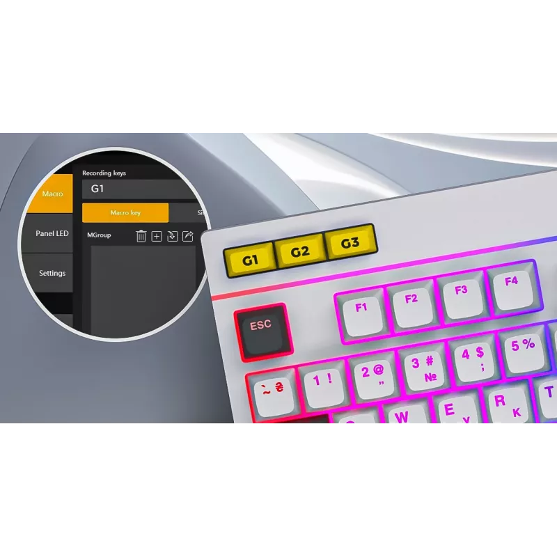 Teclado gaming HATOR Icefall USB QWERTY US English branco tamanho completo RGB LED