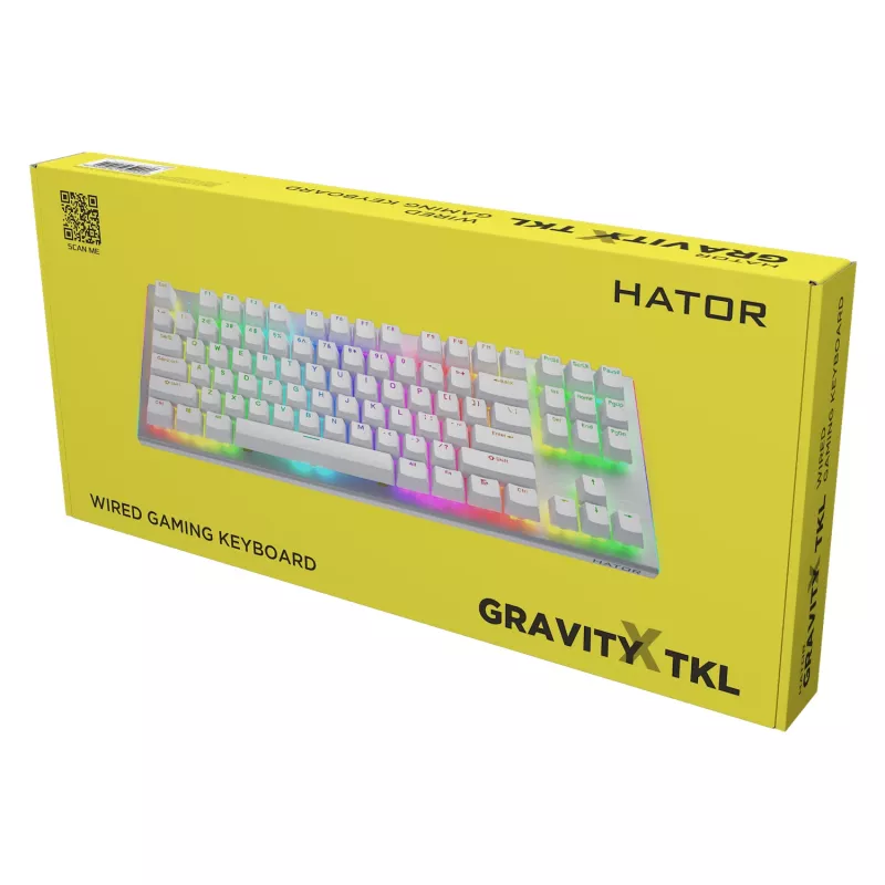 Teclado gaming HATOR Gravity X TKL USB QWERTY US English branco
