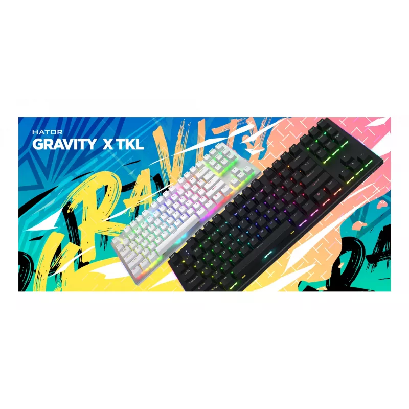 Teclado gaming HATOR Gravity X TKL USB QWERTY US English branco