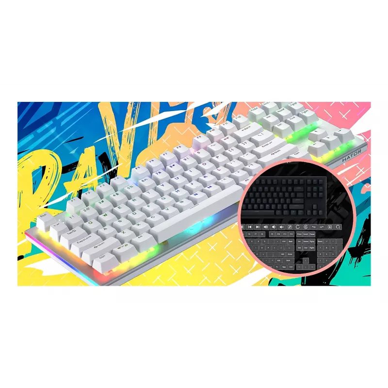 Teclado gaming HATOR Gravity X TKL USB QWERTY US English branco