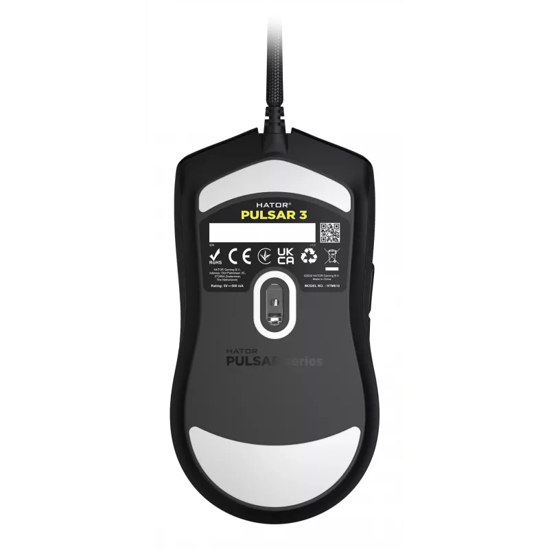 HATOR Pulsar 3, preto – switches óticos amarelos 100M PixArt PMW 3311 (HTM610)