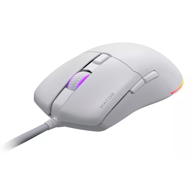 Rato HATOR Pulsar 3 ótico amarelo 12000 DPI 6 botões branco