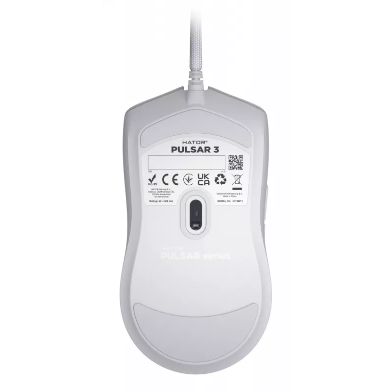 Rato HATOR Pulsar 3 ótico amarelo 12000 DPI 6 botões branco