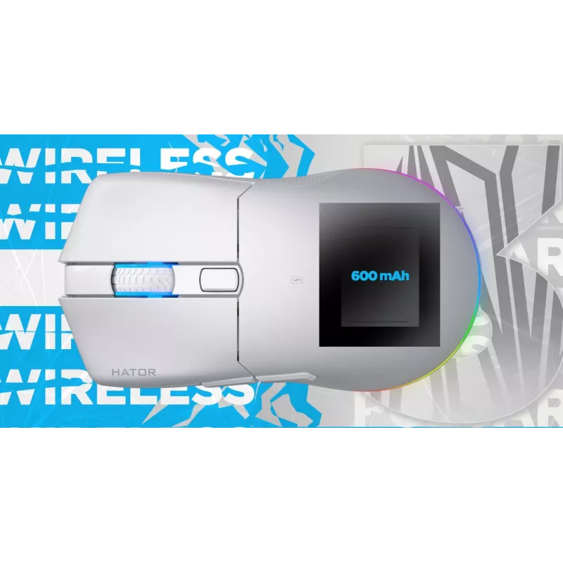 HATOR Pulsar 3 Wireless, preto - switches óticos amarelos 100M PixArt PMW 3311 (HTM630)