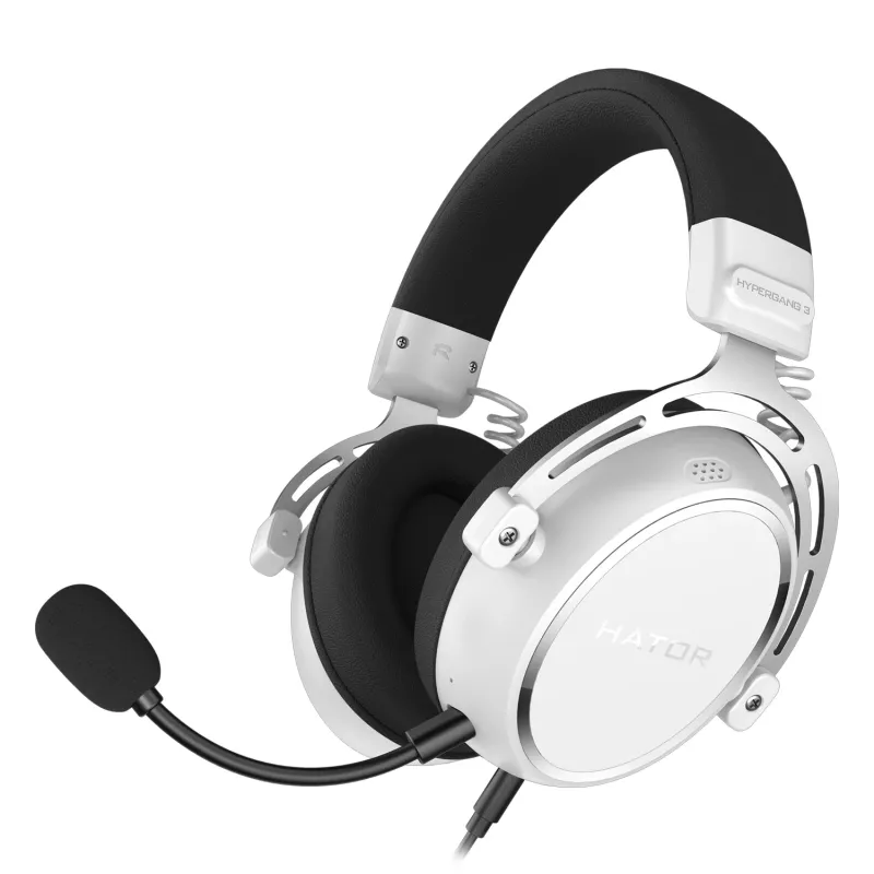 Headset HATOR HYPERGANG 3 Hi-Res com fios de arco gaming USB Type-C / USB Type-A branco