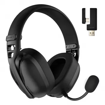 Headset HATOR Hyperpunk 3 sem fios com fios e sem fios de arco gaming USB Type-C / USB Type-A Bluetooth preto