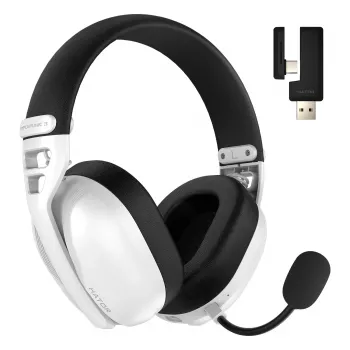 Headset HATOR Hyperpunk 3 sem fios com fios e sem fios de arco gaming USB Type-C / USB Type-A Bluetooth branco