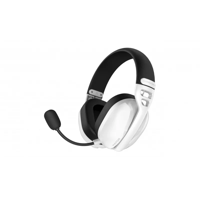 Headset HATOR Hyperpunk 3 sem fios com fios e sem fios de arco gaming USB Type-C / USB Type-A Bluetooth branco