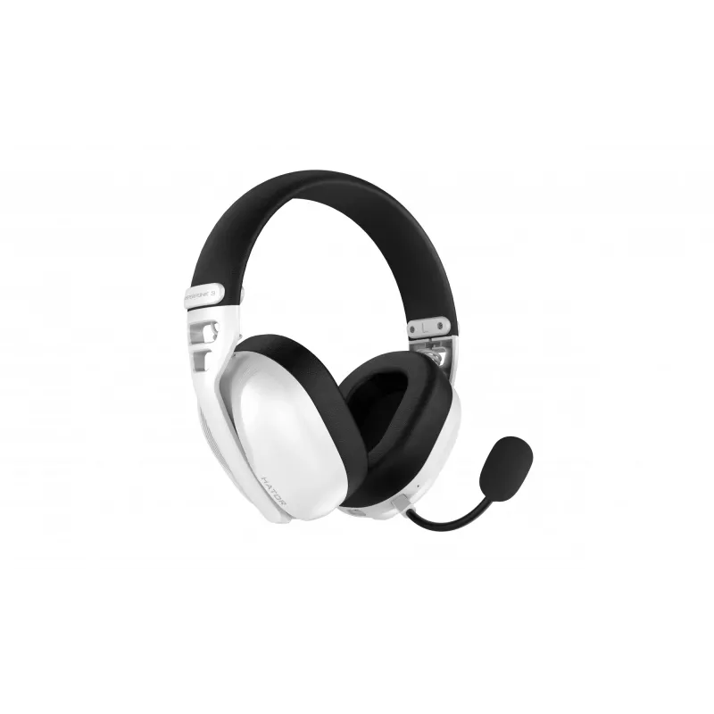 Headset HATOR Hyperpunk 3 sem fios com fios e sem fios de arco gaming USB Type-C / USB Type-A Bluetooth branco