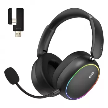 Headset HATOR Phoenix 2 sem fios com fios e sem fios de arco gaming USB Type-C / USB Type-A Bluetooth preto