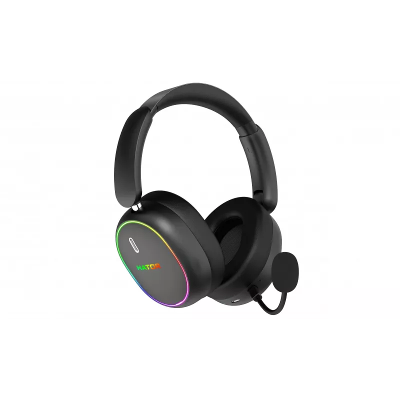 Headset HATOR Phoenix 2 sem fios com fios e sem fios de arco gaming USB Type-C / USB Type-A Bluetooth preto