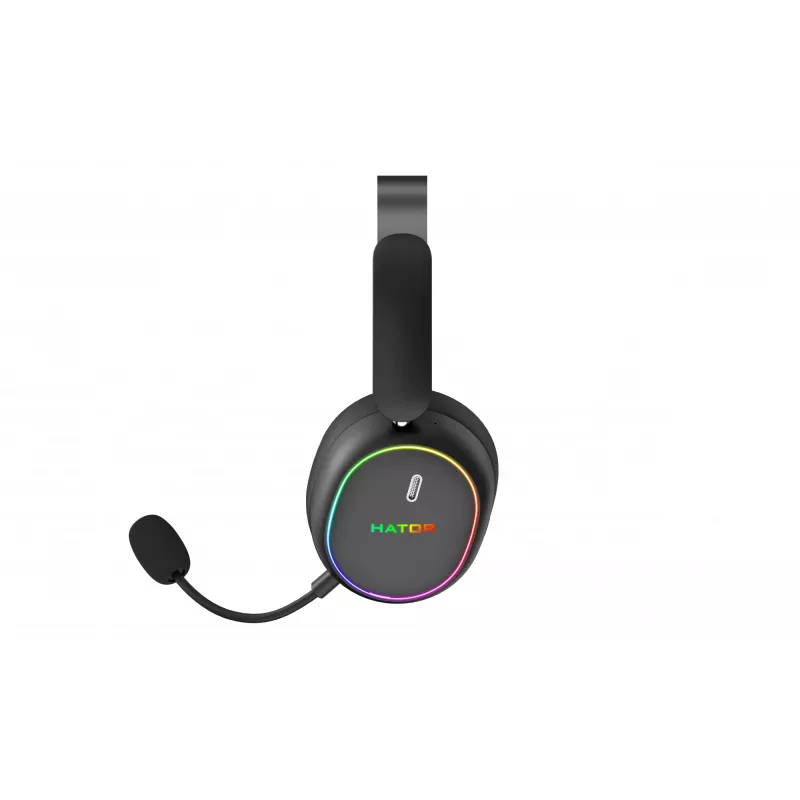 Headset HATOR Phoenix 2 sem fios com fios e sem fios de arco gaming USB Type-C / USB Type-A Bluetooth preto