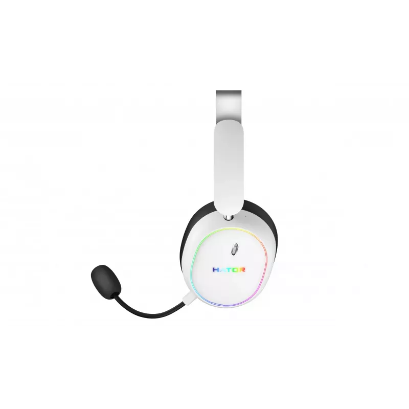 Headset HATOR Phoenix 2 sem fios com fios e sem fios de arco gaming USB Type-C / USB Type-A Bluetooth branco