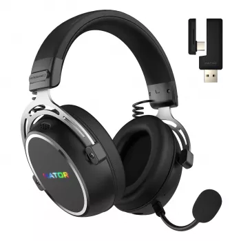Headset HATOR Hypergang 3 sem fios de arco gaming USB Type-C / USB Type-A Bluetooth preto