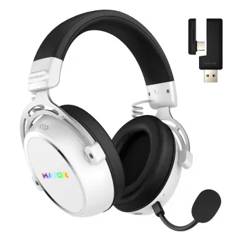 Headset HATOR Hypergang 3 sem fios de arco gaming USB Type-C / USB Type-A Bluetooth branco