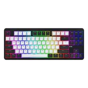 Teclado HATOR Rockfall 3 TKL Wireless, preto, QMK/VIA, perfil OMA teclas branco-preto - switches mecânicos lineares hotswap - US - layout ANSI (HTK850)