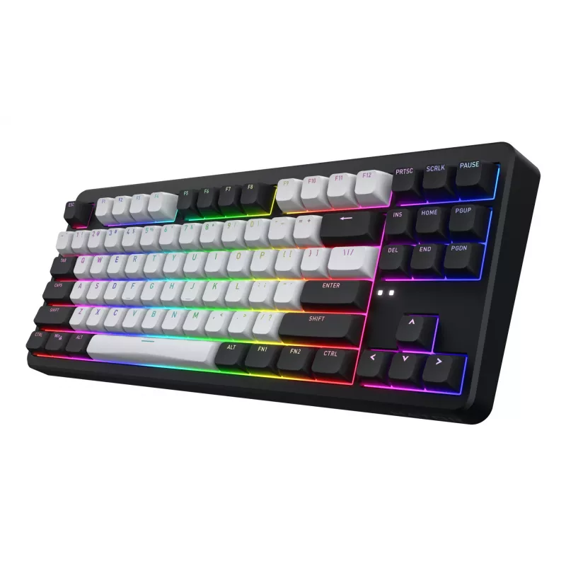 Teclado HATOR Rockfall 3 TKL Wireless, preto, QMK/VIA, perfil OMA teclas branco-preto - switches mecânicos lineares hotswap - US - layout ANSI (HTK850)