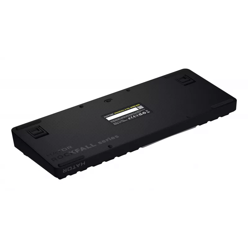 Teclado HATOR Rockfall 3 TKL Wireless, preto, QMK/VIA, perfil OMA teclas branco-preto - switches mecânicos lineares hotswap - US - layout ANSI (HTK850)