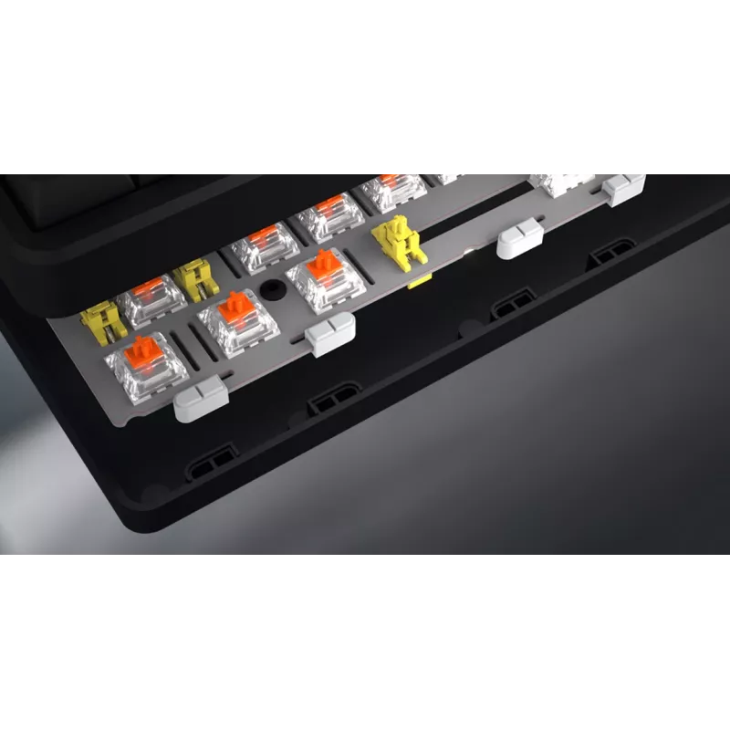 Teclado HATOR Rockfall 3 TKL Wireless, preto, QMK/VIA, perfil OMA teclas branco-preto - switches mecânicos lineares hotswap - US - layout ANSI (HTK850)