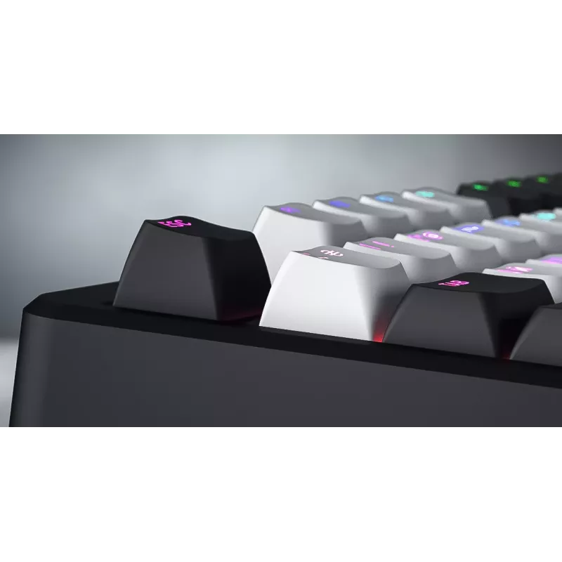 Teclado HATOR Rockfall 3 TKL Wireless, preto, QMK/VIA, perfil OMA teclas branco-preto - switches mecânicos lineares hotswap - US - layout ANSI (HTK850)