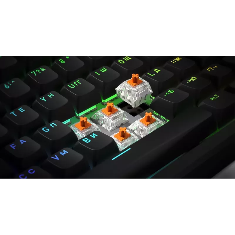 Teclado HATOR Rockfall 3 TKL Wireless, preto, QMK/VIA, perfil OMA teclas branco-preto - switches mecânicos lineares hotswap - US - layout ANSI (HTK850)