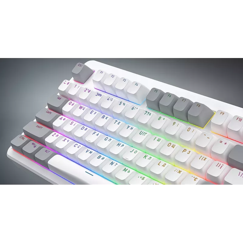Teclado HATOR Rockfall 3 TKL Wireless, preto, QMK/VIA, perfil OMA teclas branco-preto - switches mecânicos lineares hotswap - US - layout ANSI (HTK850)