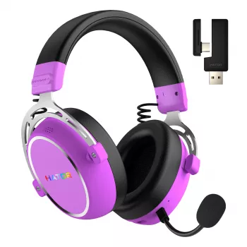 Headset HATOR Hypergang 3 sem fios de arco gaming USB Type-C / USB Type-A Bluetooth violeta