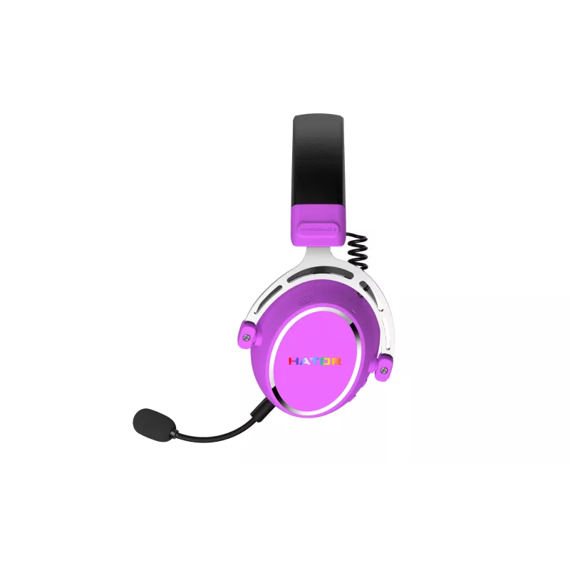Headset HATOR Hypergang 3 sem fios de arco gaming USB Type-C / USB Type-A Bluetooth violeta