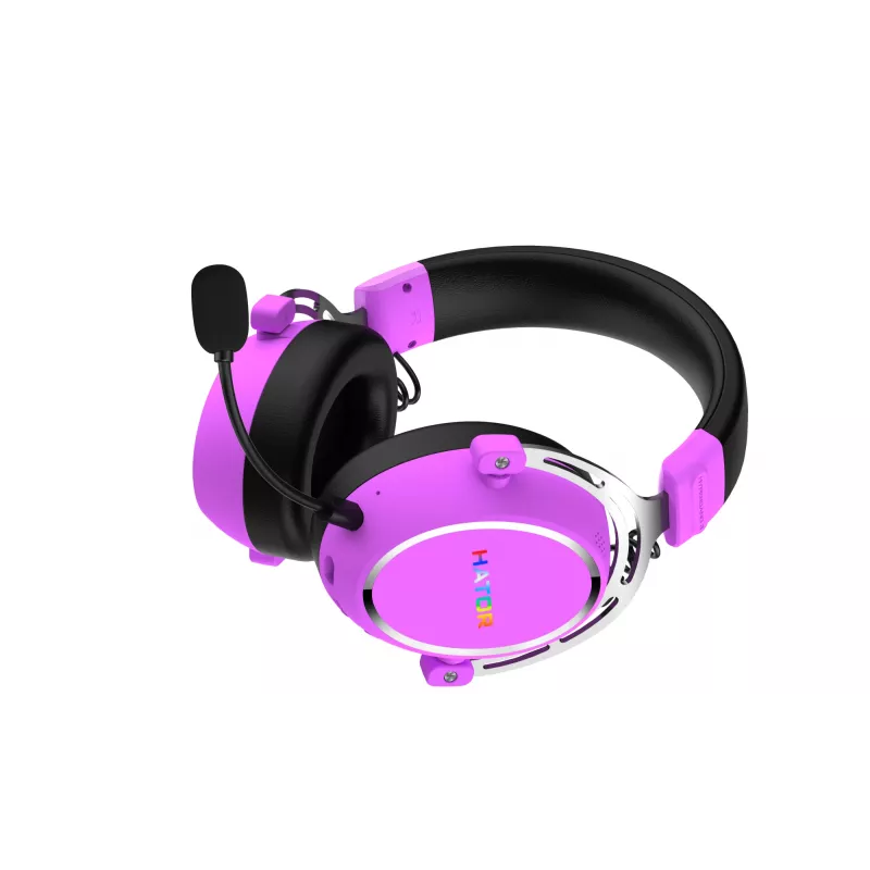 Headset HATOR Hypergang 3 sem fios de arco gaming USB Type-C / USB Type-A Bluetooth violeta