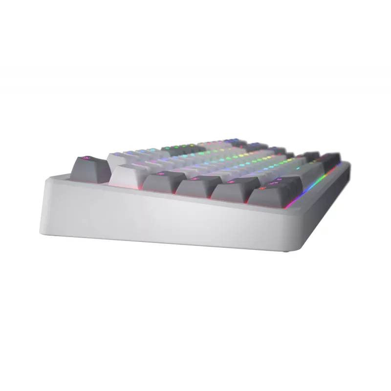 Teclado HATOR Rockfall 3 TKL Wireless, branco, QMK/VIA, perfil OMA teclas branco-preto – switches mecânicos lineares hotswap – US – layout ANSI