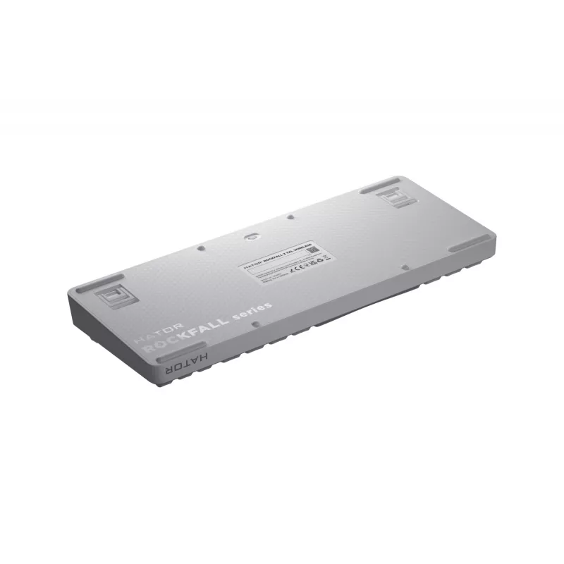 Teclado HATOR Rockfall 3 TKL Wireless, branco, QMK/VIA, perfil OMA teclas branco-preto – switches mecânicos lineares hotswap – US – layout ANSI