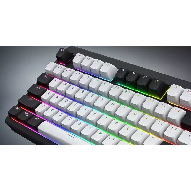 Teclado HATOR Rockfall 3 TKL Wireless, branco, QMK/VIA, perfil OMA teclas branco-preto – switches mecânicos lineares hotswap – US – layout ANSI
