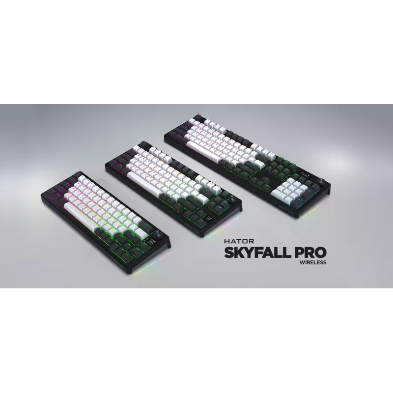 Teclado Gaming HATOR Skyfall Pro Wireless 80 USB + RF Wireless + Bluetooth QWERTY US English Preto, Cinzento