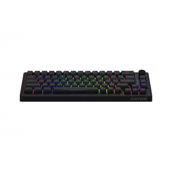 Teclado HATOR Skyfall 65 com fios, Mecânico, USB-C, Aurum Sterling, 70M de toques, RGB, Preto, 790g