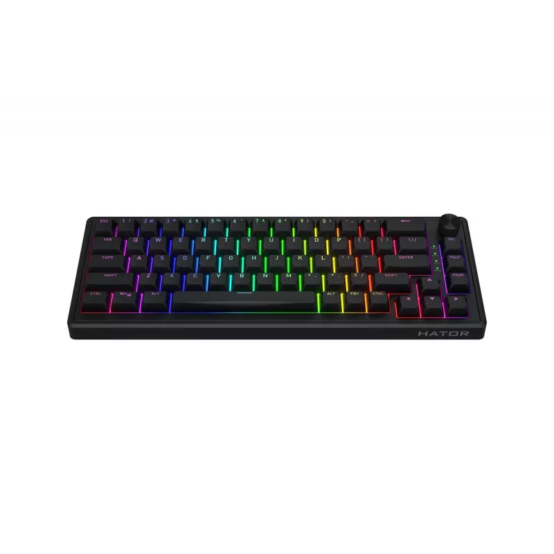 Teclado HATOR Skyfall 65 com fios, Mecânico, USB-C, Aurum Sterling, 70M de toques, RGB, Preto, 790g