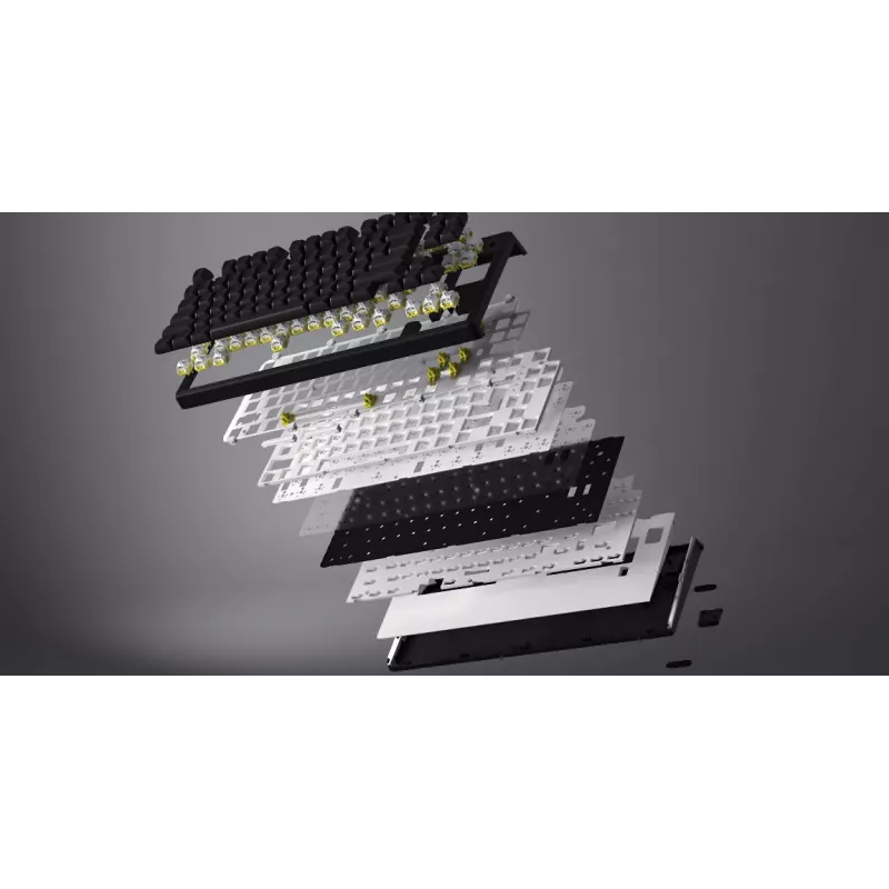 Teclado HATOR Skyfall 65 com fios, Mecânico, USB-C, Aurum Sterling, 70M de toques, RGB, Preto, 790g