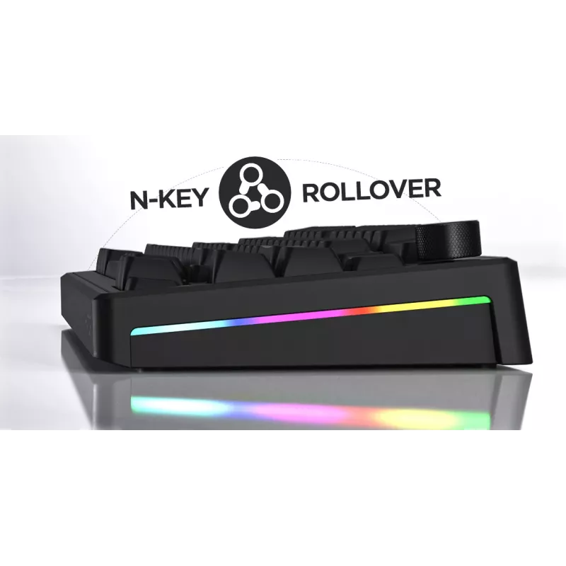 Teclado HATOR Skyfall 65 com fios, Mecânico, USB-C, Aurum Sterling, 70M de toques, RGB, Preto, 790g