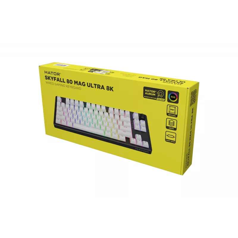 Teclado Gaming HATOR Skyfall 80 MAG ULTRA 8K USB QWERTY US-English Preto, Branco
