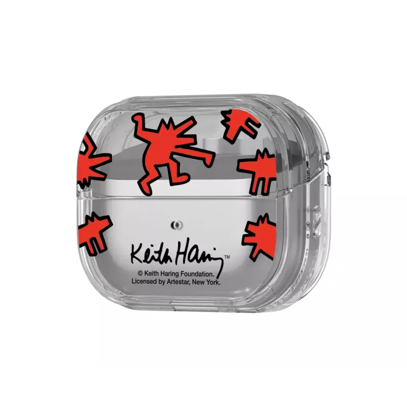 Capa Samsung Keith Haring Slickback para Galaxy Buds3 Pro vermelha transparente