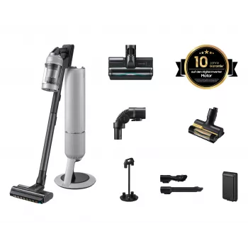 Aspirador vertical 2-em-1 Samsung VS80F28ELP Bateria Seco HEPA, Micro Sem saco 0,5 l 770 W Cinzento 2,2 Ah
