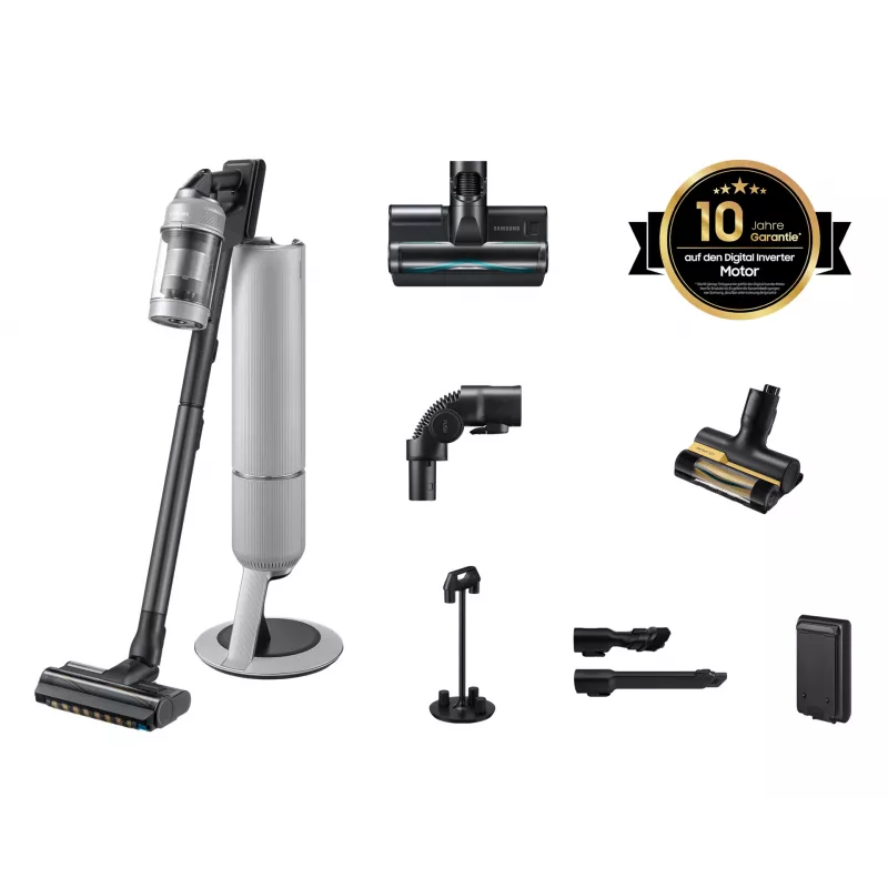 Aspirador vertical 2-em-1 Samsung VS80F28ELP Bateria Seco HEPA, Micro Sem saco 0,5 l 770 W Cinzento 2,2 Ah