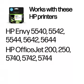 HP 62XL alto rendimento tricolor tinta original, ciano, magenta, amarelo, 1 unid., 415 páginas