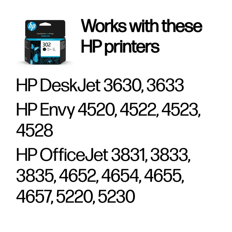 HP 302 preto tinta original, preto, 1 unid., 170 páginas
