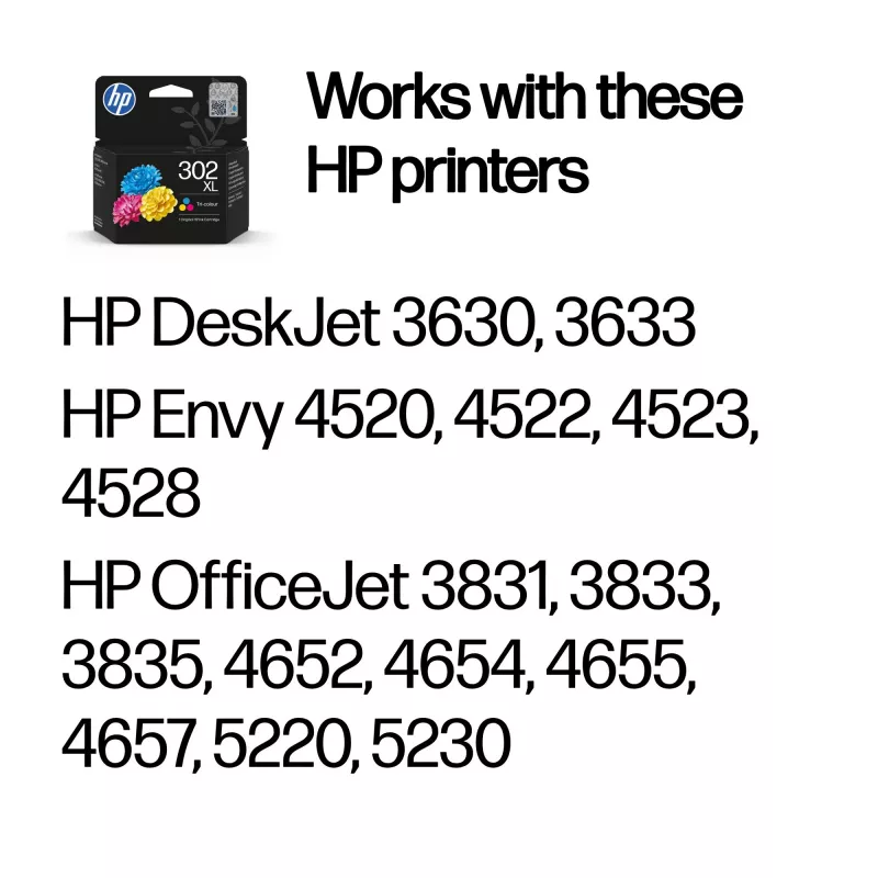 HP 302XL alto rendimento tricolor tinta original, ciano, magenta, amarelo, 1 unid., 300 páginas