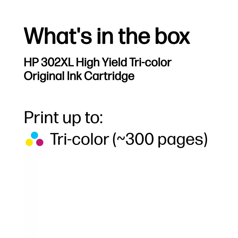 HP 302XL alto rendimento tricolor tinta original, ciano, magenta, amarelo, 1 unid., 300 páginas