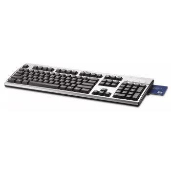 Teclado HP Smart Card CCID, tamanho completo (100%), com fios, USB, mecânico, preto, prateado
