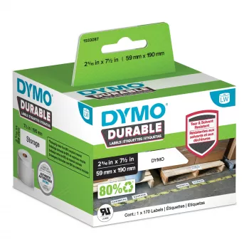 Etiquetas duráveis DYMO Authentic LabelWriter | 59 mm x 190 mm | poli branco | 170 etiquetas autocolantes grandes | alto desempenho | para impressoras de etiquetas LabelWriter